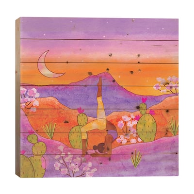 Yoga In The Desert Iii Print On Wood by Olivia Bürki - Multi-Color