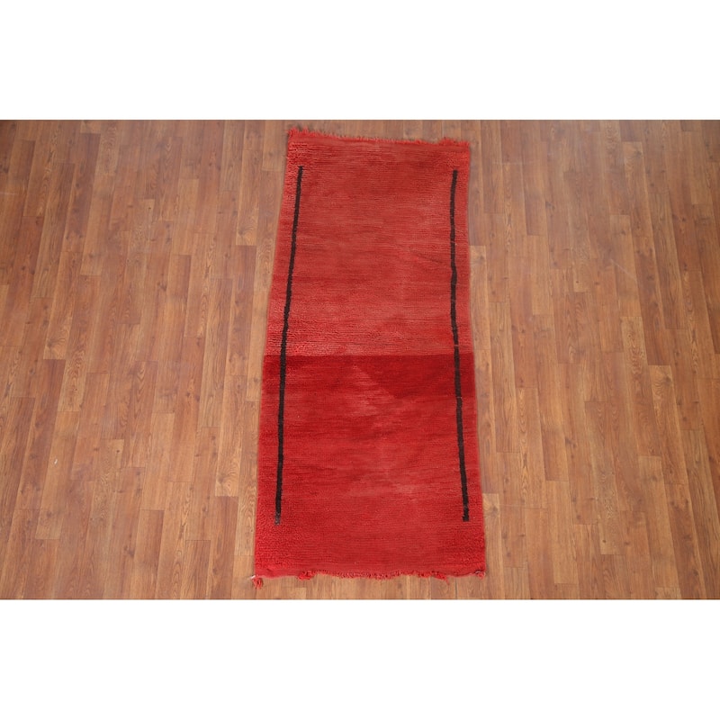 Moroccan Oriental Antique Area Rug Hand-knotted Wool Carpet - 2'7" x 5'9"