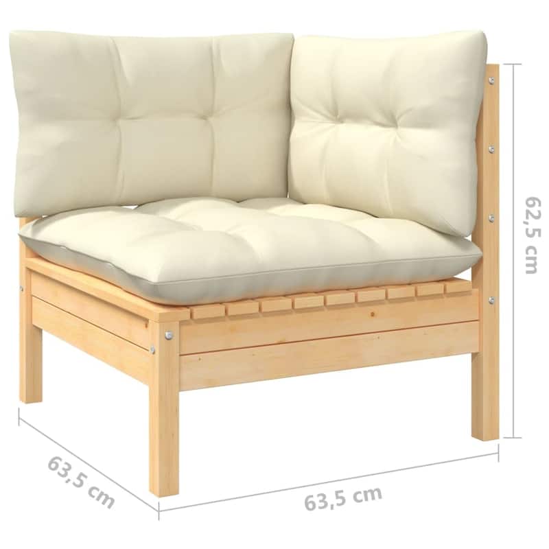 vidaXL Solid Pinewood Patio Lounge Set 13 Piece with Cushions Multi Colors - 25" x 25" x 24.6"