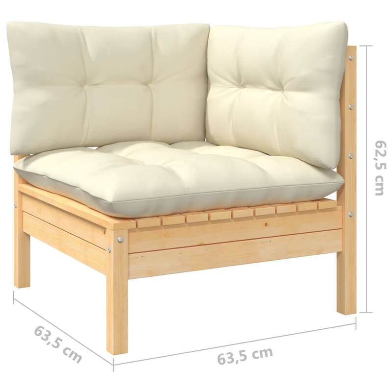 vidaXL Solid Pinewood Patio Lounge Set 7 Piece with Cushions Multi Colors - 25" x 25" x 24.6"