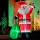 preview thumbnail 6 of 5, Fraser Hill Farm 10-Ft. Tall Prelit African American Santa Holding Toy Sack Inflatable