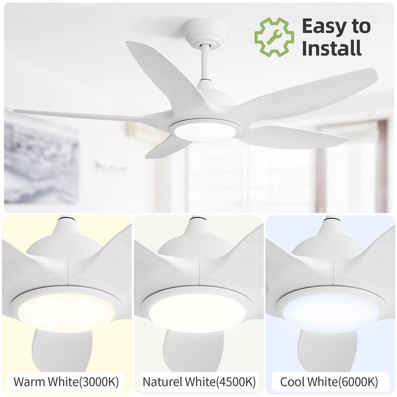 Sofucor Fan 48 Inch Ceiling Fans w/ Lights & Remote Indoor Outdoor Ceiling Fan Energy Saving
