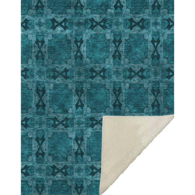 Premium Machine Washable Boho Moroccan Sherpa Throw Blanket
