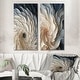 preview thumbnail 1 of 5, Designart "White And Blue Feather Spiral I" Abstract Geometric Canvas Set Of 2 - Modern White Wall Art Set 2 Pieces