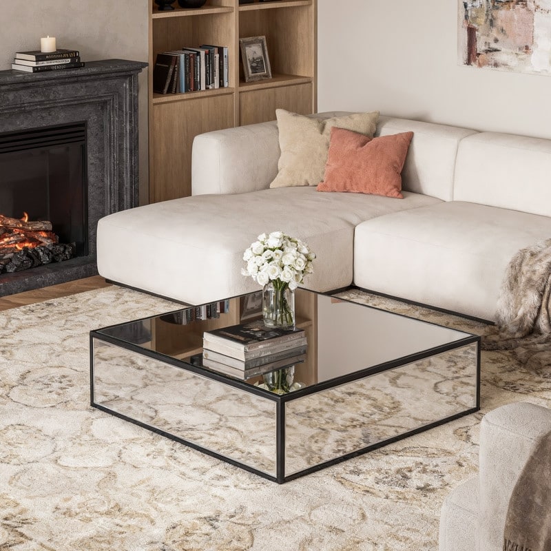 Modern Rectangular Mirrored Coffee Table