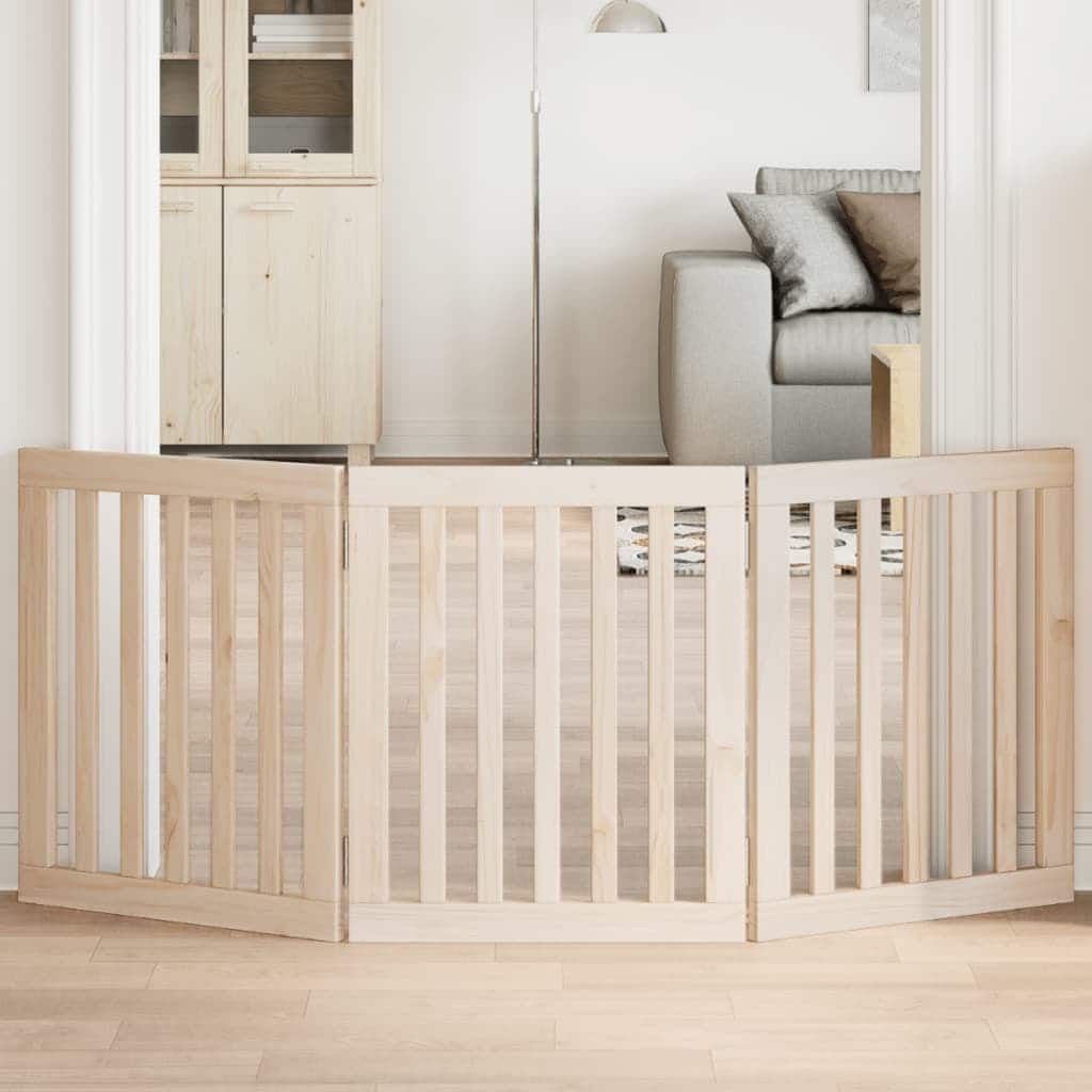 vidaXL Dog Gate Poplar wood Foldable Dog Gate Rectangular