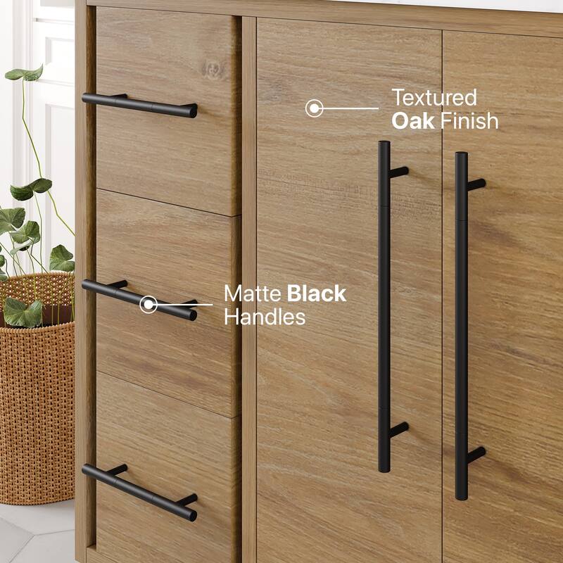 Graham 42"W Oak Bath Vanity with WH Arabescato Engineered Stone Top