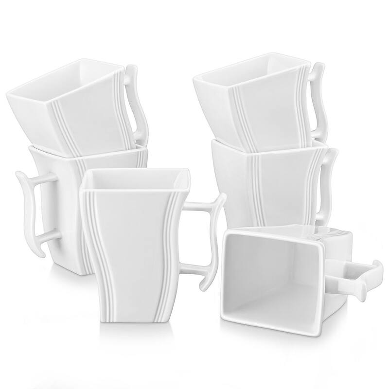 MALACASA Flora 6-Piece 16 Oz. Porcelain Coffee Mug - White
