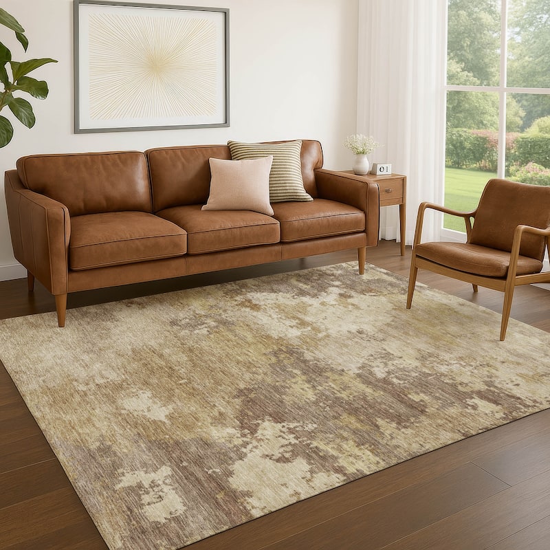 Machine Washable Indoor/ Outdoor Modern Contemporary Chantille Rug