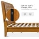 preview thumbnail 7 of 18, Leocadia Mid-century Modern Button-tufted Genuine Leather Solid Wood Platform Bed with Charging Ports by HULALA HOME