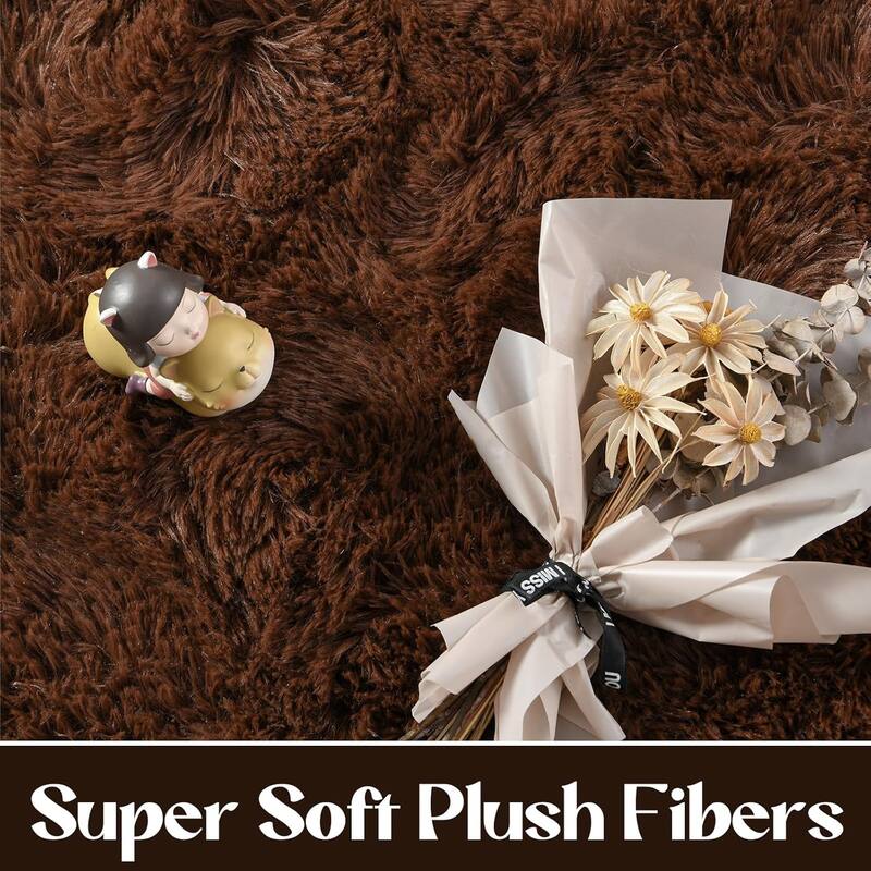 Living Room Bedroom Super Soft Pile Area Rug, Modern Shaggy Rugs, Non-Slip Pile Rugs for Kids
