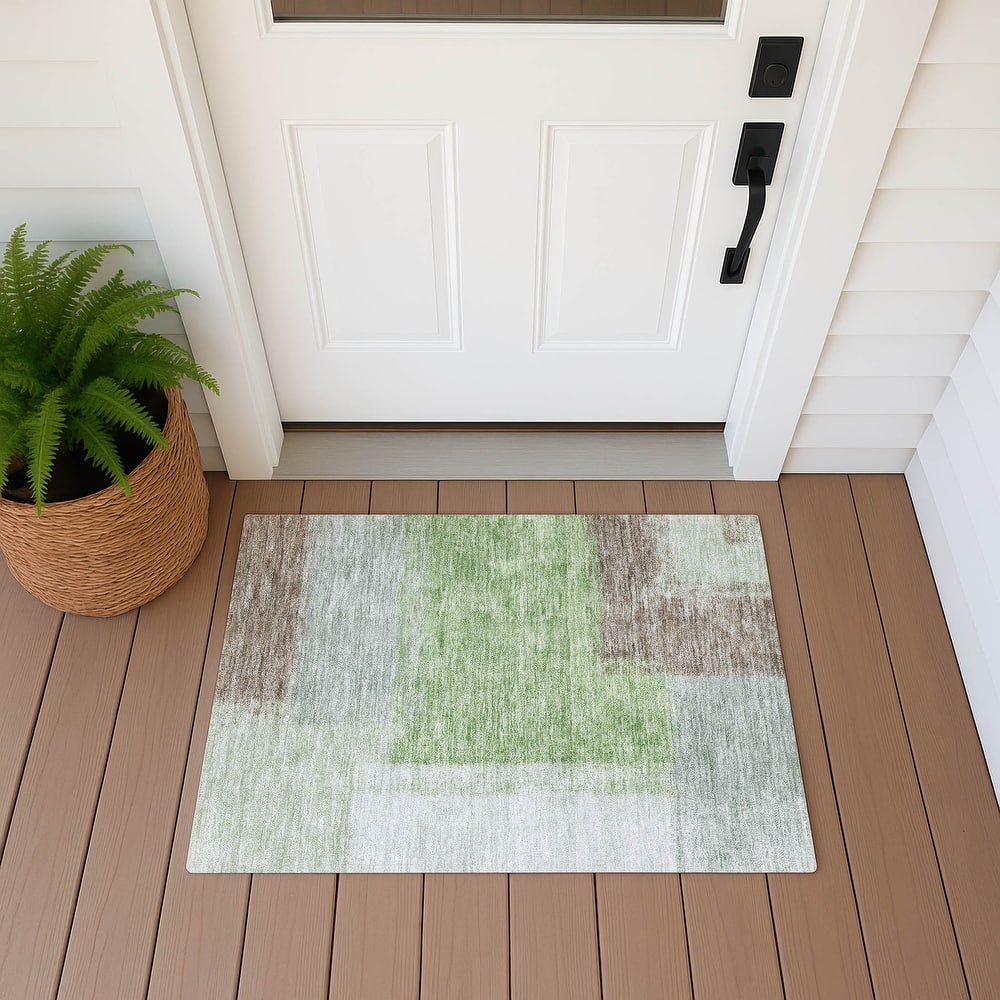 Machine Washable Indoor/ Outdoor Solid Contemporary Chantille Rug