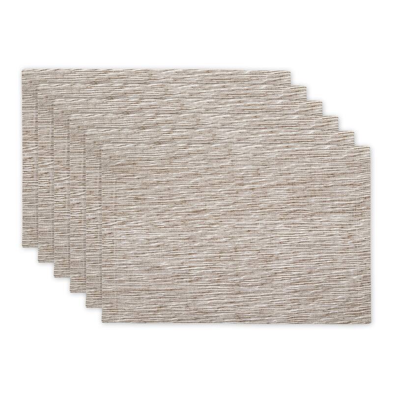 Light Grey And Off-White Tonal Recycled Cotton Slubby Rib Placemat (Set of 6) 13x19