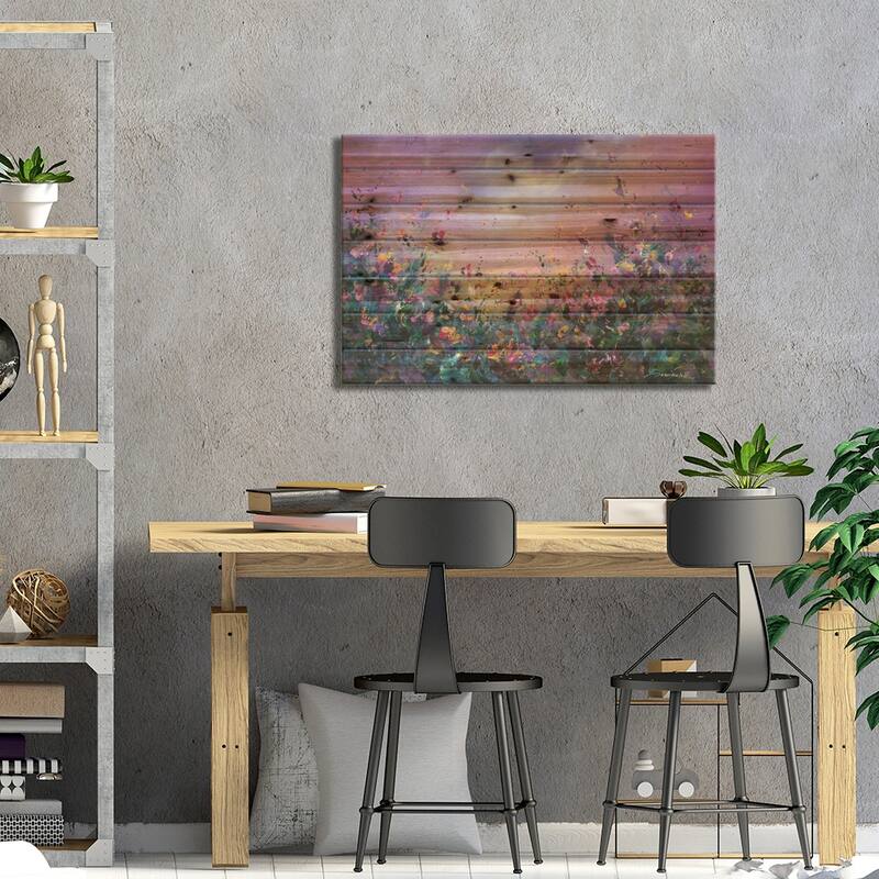 Rainbow Meadow Print On Wood by Jaanika Talts - Multi-Color