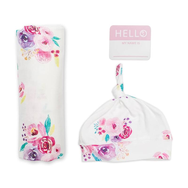lulujo Hello World Hat & Swaddle Set