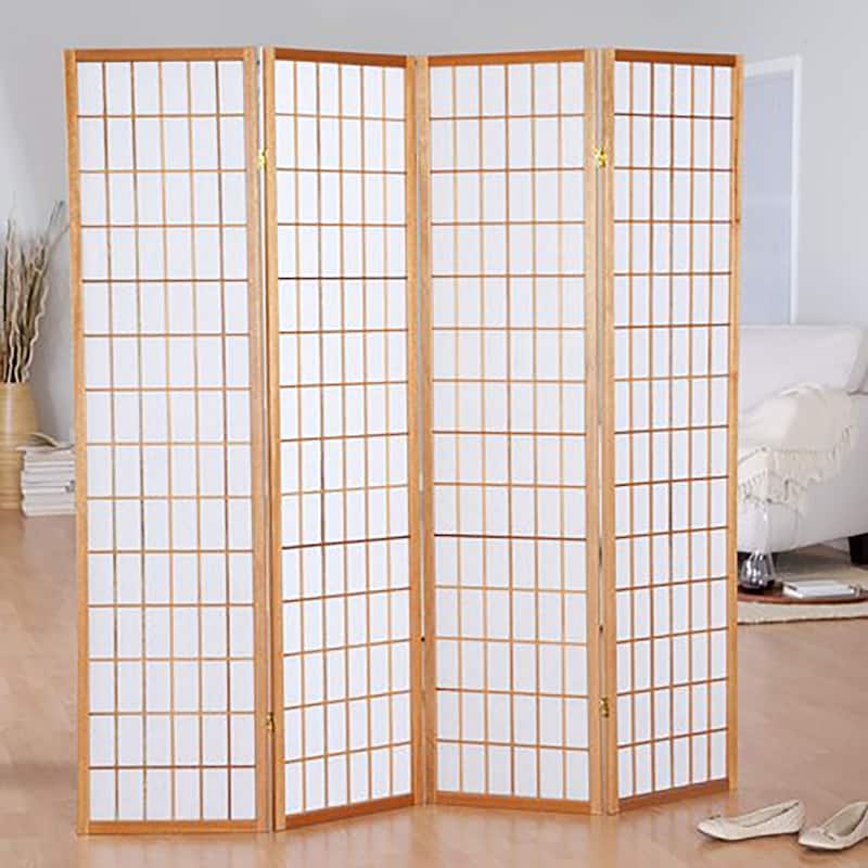 Multi Panel Natural Room Divider - 4 Panel - Off-White