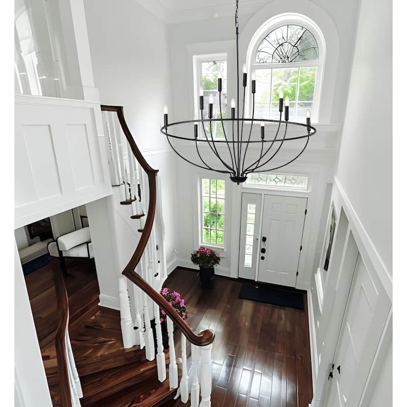 12-Light Metal Lotus Chandelier Graceful Curve Candlestick Ceiling Light