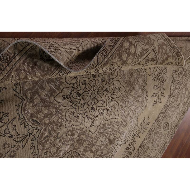 Distressed Tabriz Vintage Persian Rug Handmade Traditional Wool Carpet - 6'8" x 9'5"