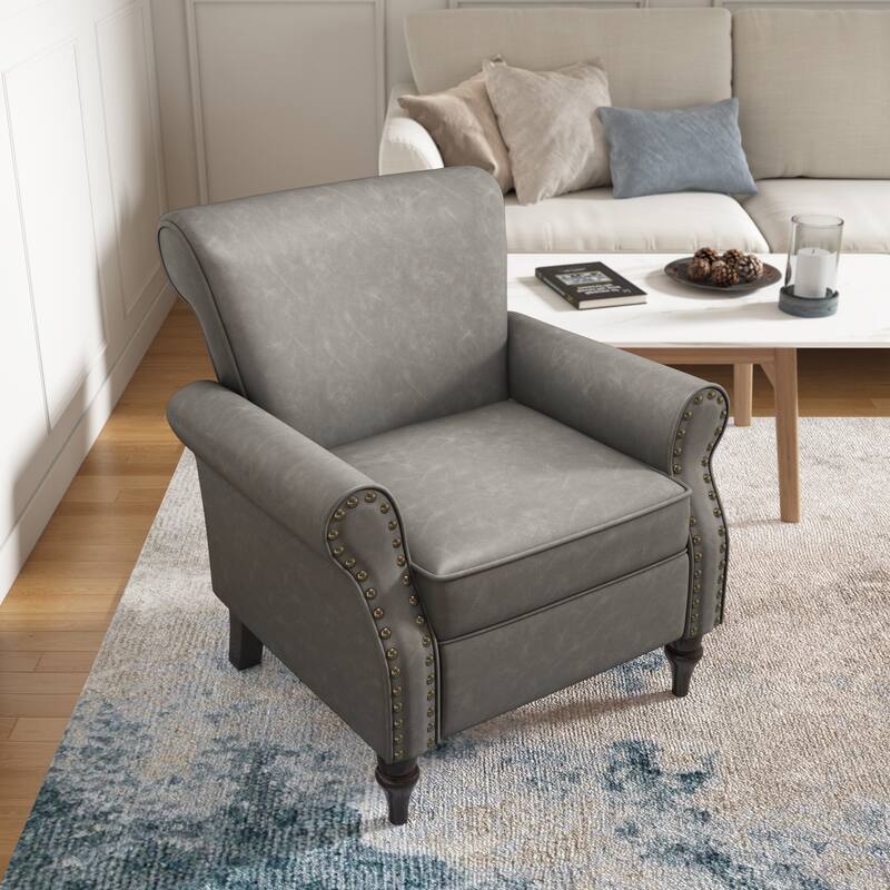 Modern Upholstered Armchair Nailhead Trim Accent Chair
