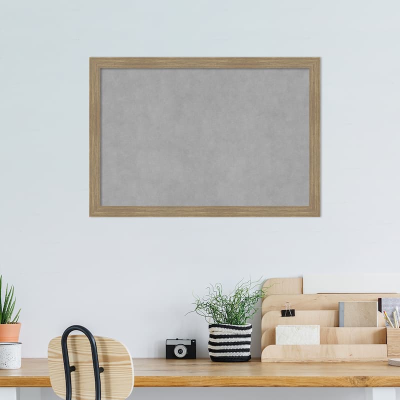 Amanti Art Woodgrain Stripe Mocha Framed Magnetic Board