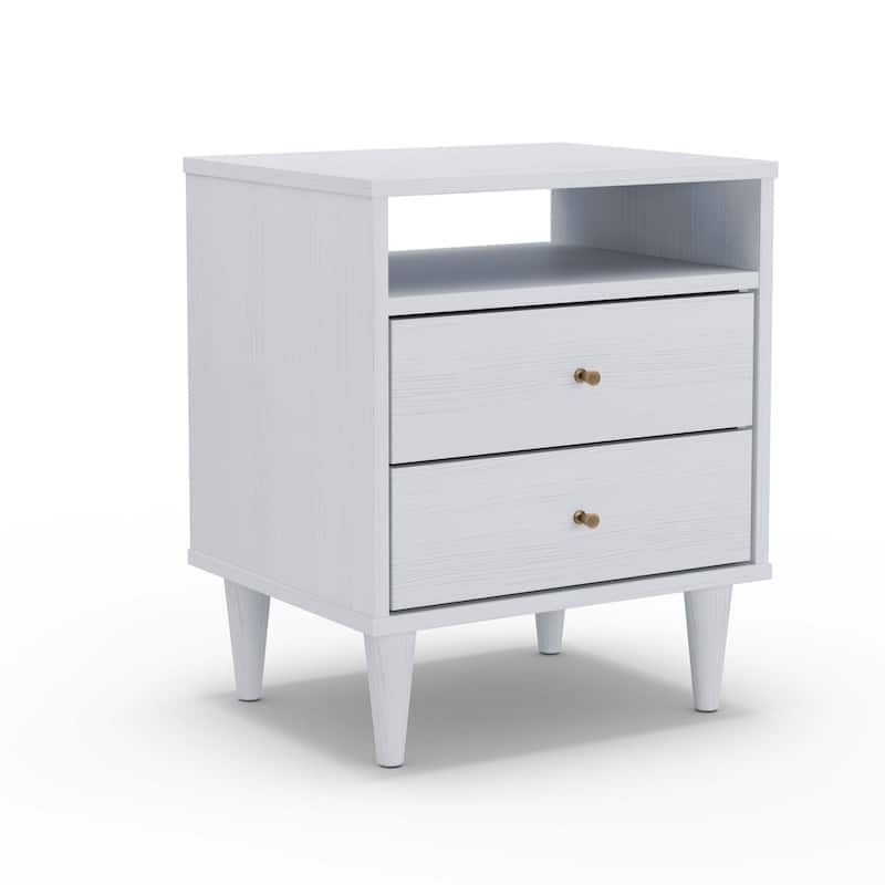Grain Wood Furniture Mid Century Two-Drawer Nightstand