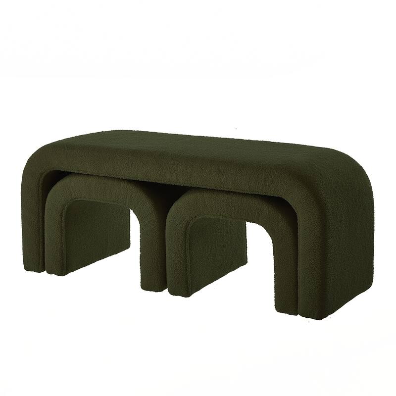 Set of 3 U-Shaped Modern Bench Ottoman Bench for Entryway