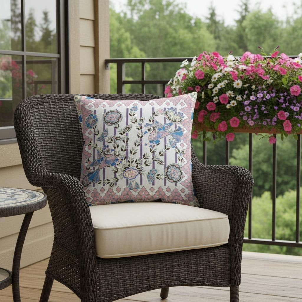 HomeRoots 16" x 16" Black and White Peacock Blown Seam Floral Indoor Outdoor Throw Pillow - 16.00' X '5.00' X '16.00