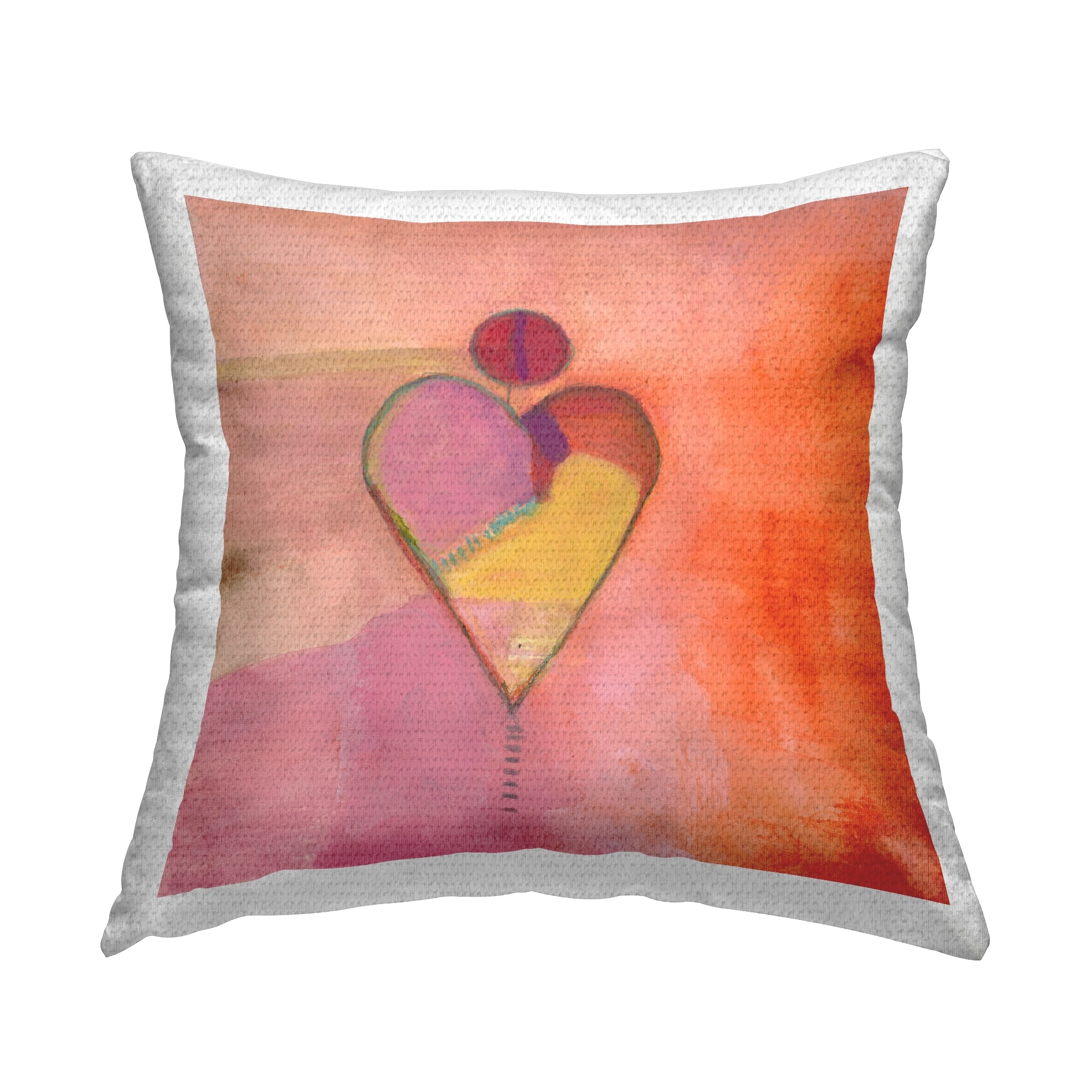 Stupell Vivid Orange Heart Circle Printed Outdoor Throw Pillow Design by Michelle Oppenheimer