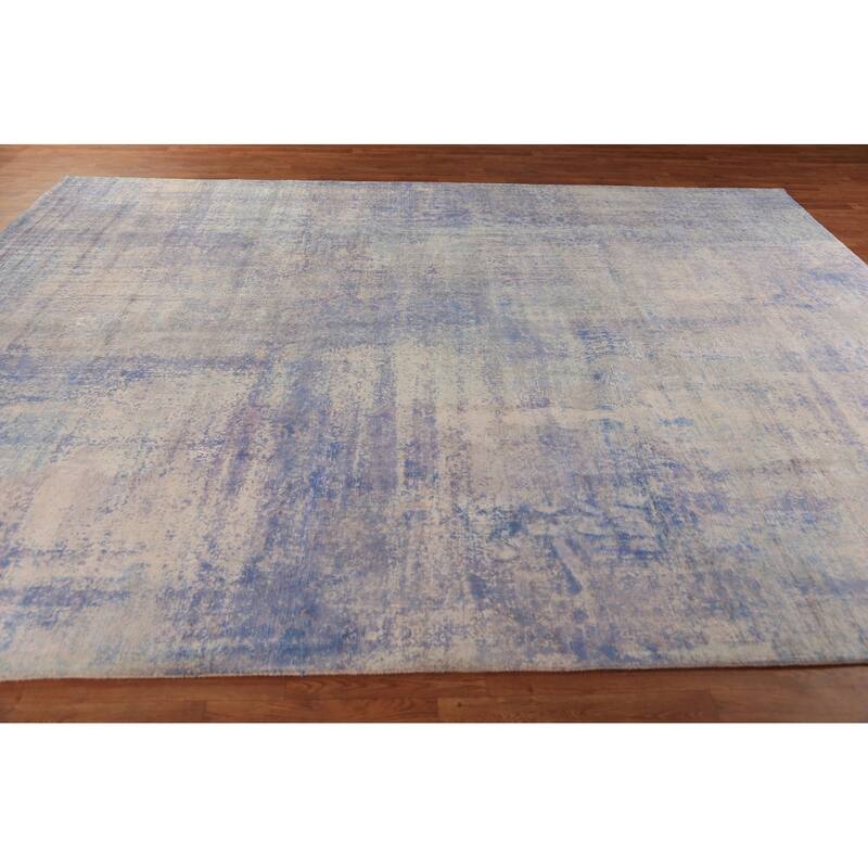 Abstract Indian Rug Hand-Knotted Multi-Color Wool Carpet - 8'11"x 11'11"
