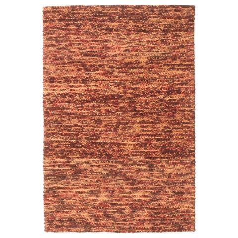 ECARPETGALLERY Braid weave Sienna Dark Red Wool Rug - 4'9 x 7'10