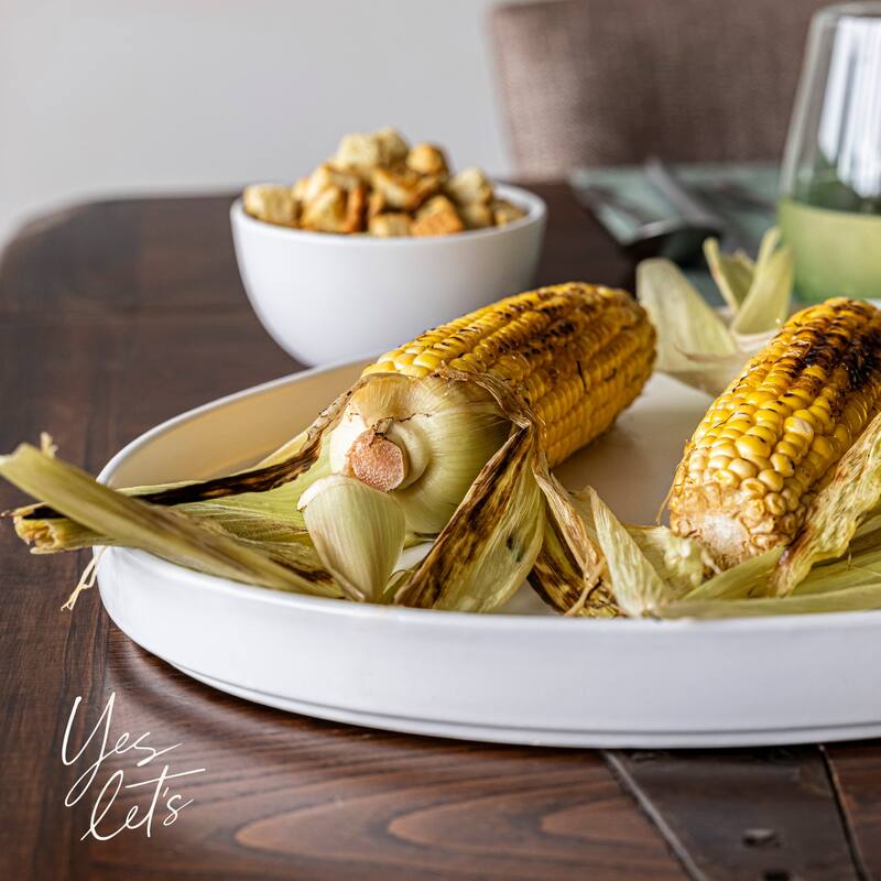over&back Stackable Semi-Matte Stoneware Oval Serving Platter