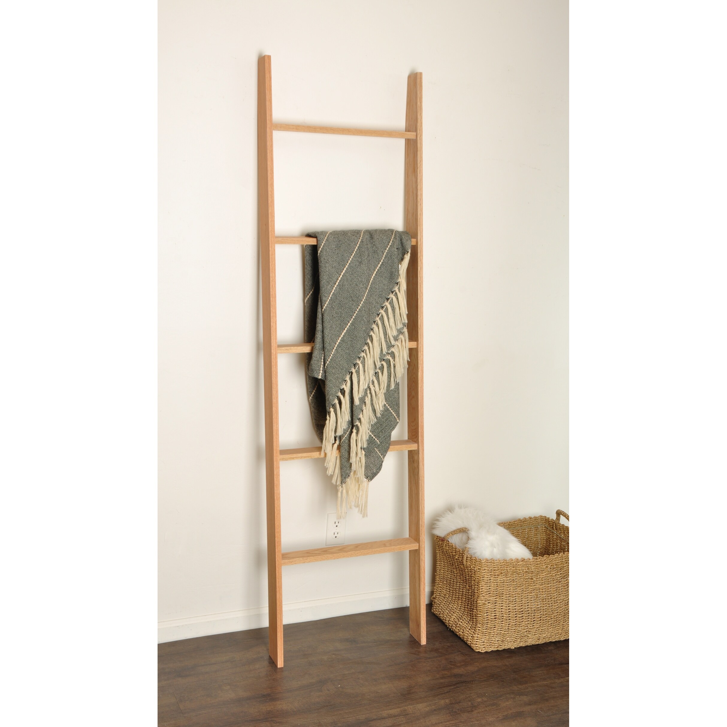 Country Timber Quilt Hanger Up to 72 Compression Clamp | Wall Mounted Hanging Rack for Blankets, Rugs & Quilts | Premium Solid Oak Wood Stain 