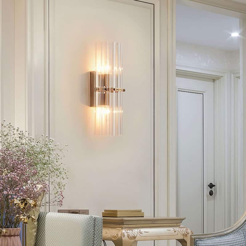 Casandra 2-Light Crystal Glass Bar Wall Sconce