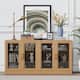 Large Sideboard Buffet Cabinet with 4 Glass Doors 2 Adjustable Shelves for Kitchen Living/Dinning Room Bedroom Entryway - Natural - 62 in.W x 31 in.H