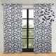preview thumbnail 125 of 124, Superior Leaves Machine Washable Room Darkening Grommet Blackout Curtains, Set of 2 70" x 84" - White/Navy