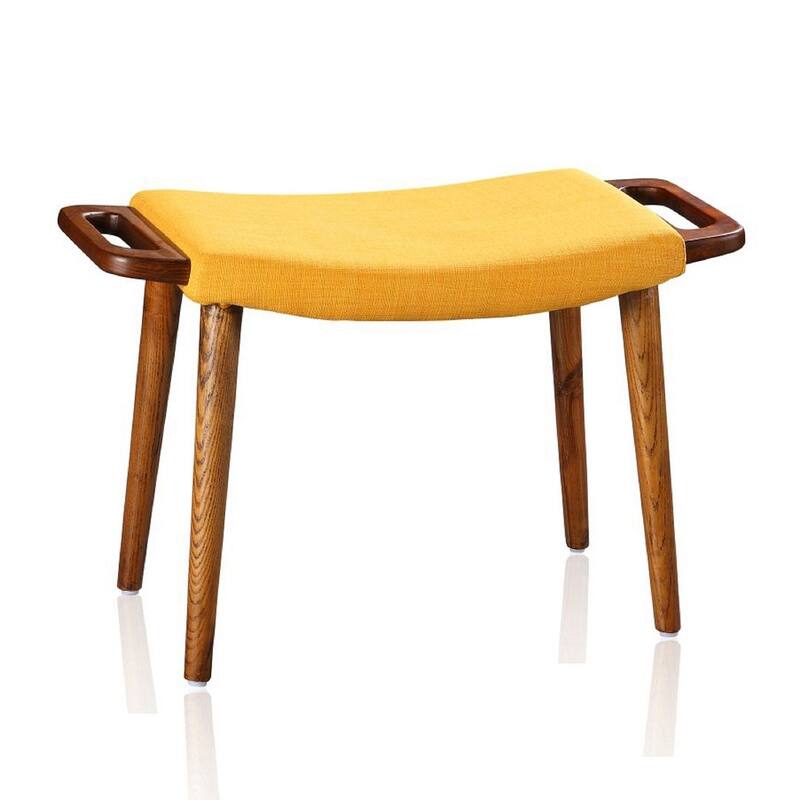Manhattan Comfort Antique Walnut Ottoman - Yellow