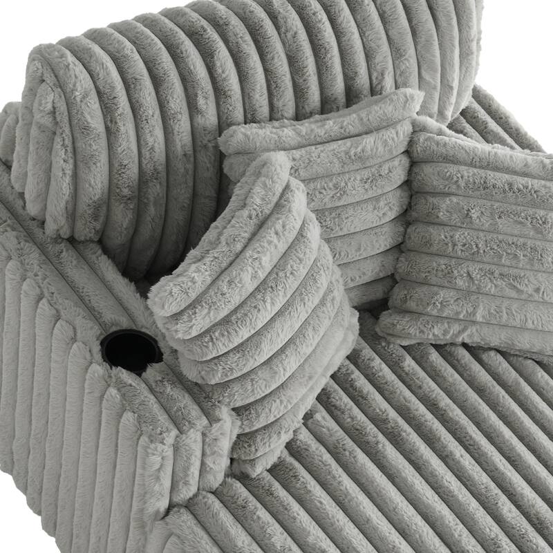 41.7" W Upholstered Plush Corduroy Chaise Lounge Set of 2