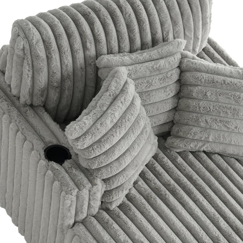 42"W Upholstered Chaise Lounge Sofa Bed with Pillow and Cup Holder