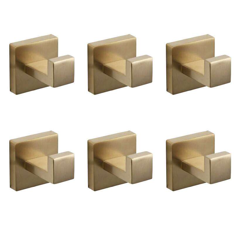 Towel Hooks for Bathrooms,SUS 304 Stainless Steel Coat Hook,Heavy Duty Towels Holder Hooks,6- Pack - Brushed Gold