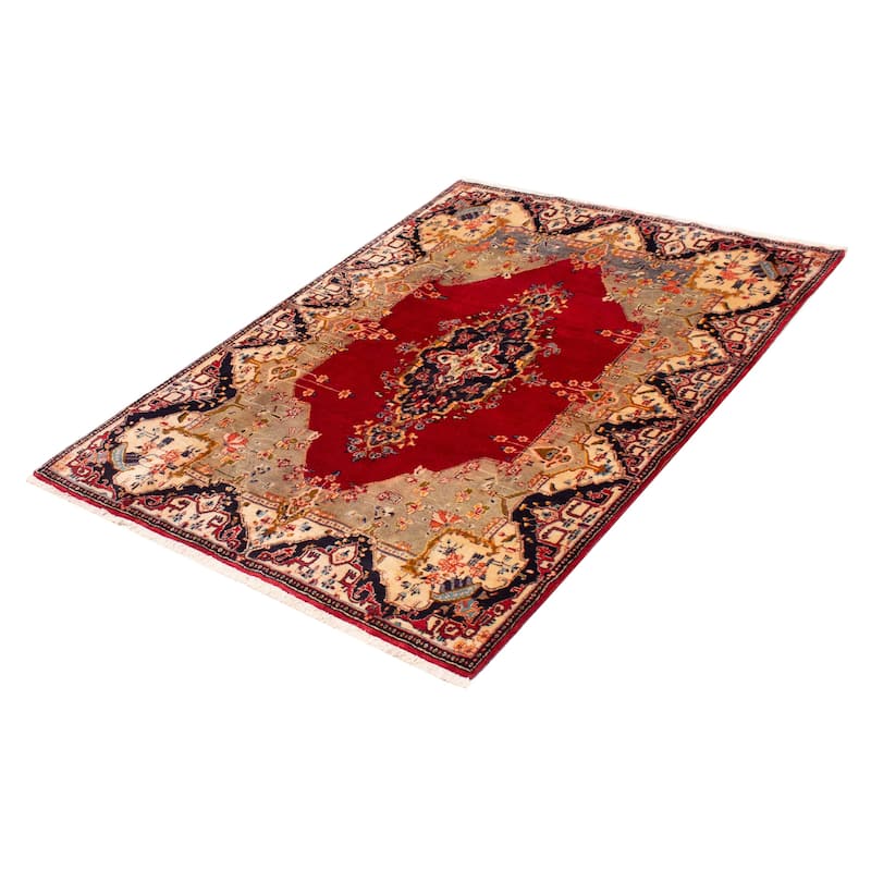 Anadol Navy, Red Rug 4'3" x 6'11" - 5'5 x 7'7