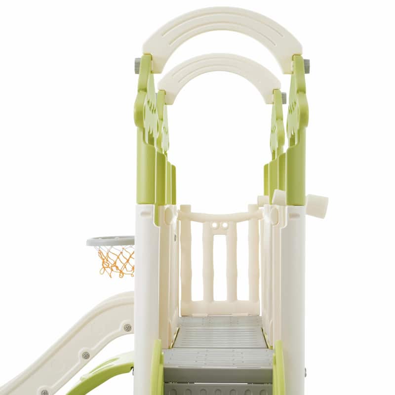 8-in-1 Toddler Climber and Slide Set - Freestanding Kids Slide Playset with Basketball Hoop and More