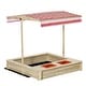 preview thumbnail 2 of 7, Outsunny Kids Sandbox with Cover and Adjustable Canopy, Square Wooden Sandbox Backyard Toy for Ages 3-8, Natural - N/A