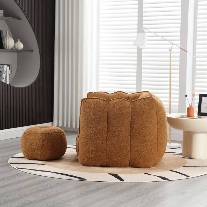 42''W Soft Bean Bag Chair with High Resilient Foam and Footstool