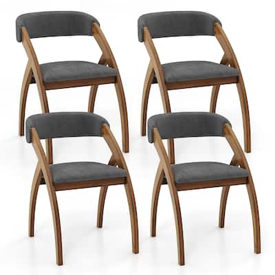 Gymax Dining Chair Set of 4 w/ Padded Cushion Curved Back Arched