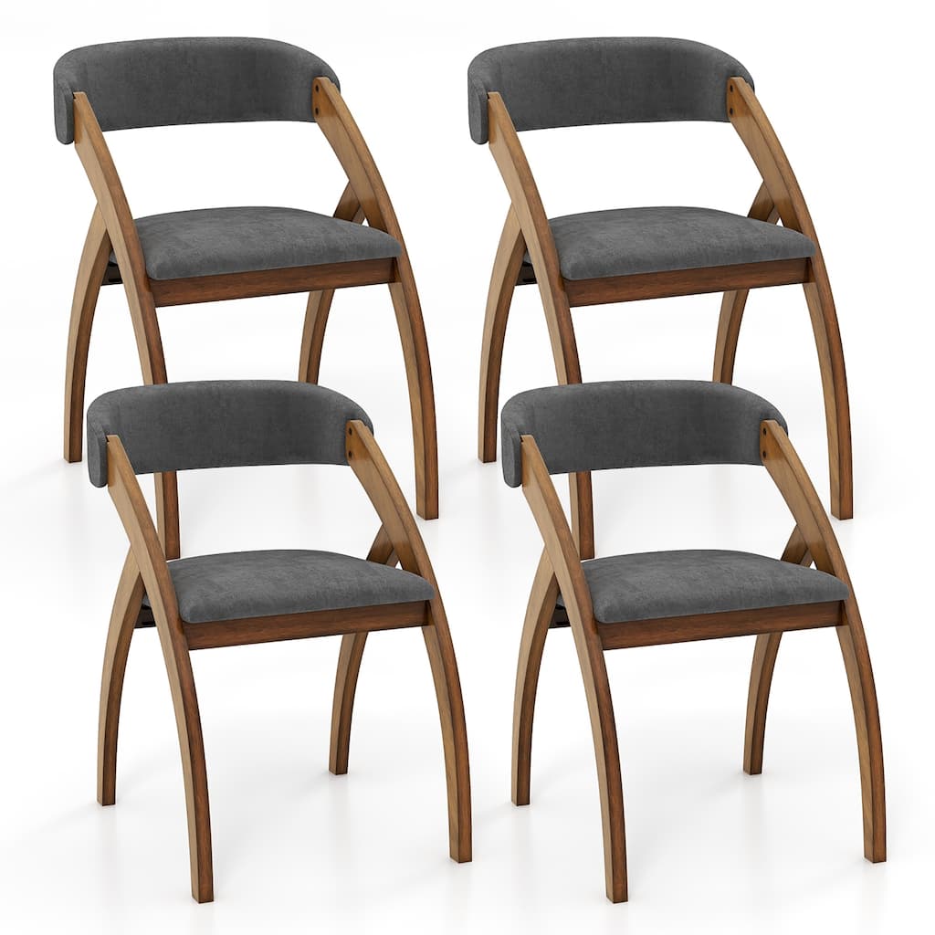 Gymax Dining Chair Set of 4 w/ Padded Cushion Curved Back Arched