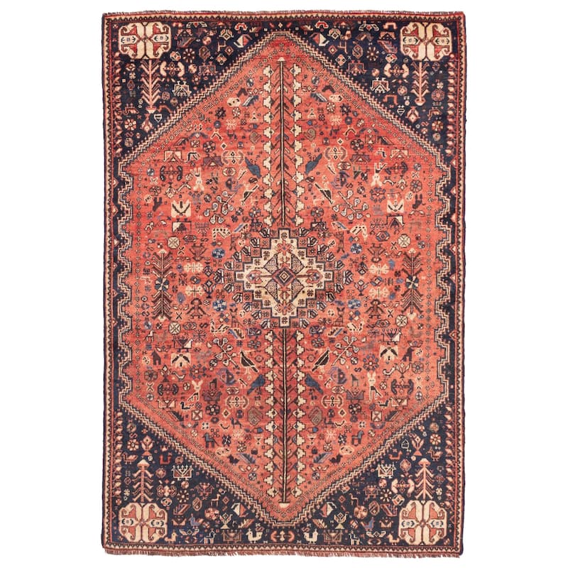 ECARPETGALLERY Hand-knotted Melis Vintage Light Red Wool Rug - 4'11 x 7'4