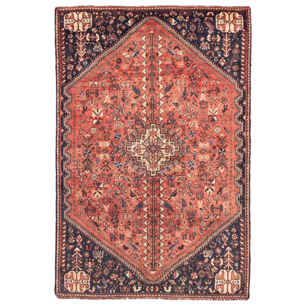 ECARPETGALLERY Hand-knotted Melis Vintage Light Red Wool Rug - 4'11 x 7'4