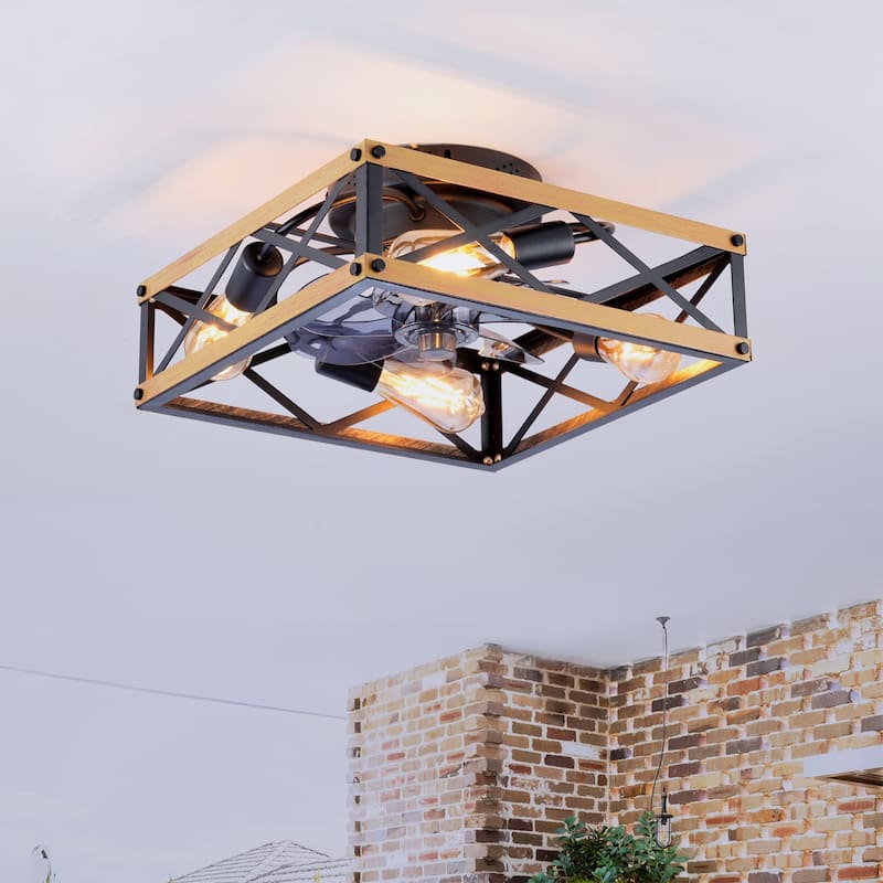 22.6 inch Flush Mount Ceiling Fan with Light - Bronze,Brushed Gold