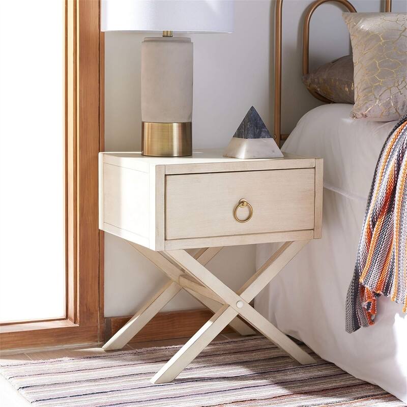 Collection Odilia Navy and Gold 1 Drawer Nightstand - Antique / White