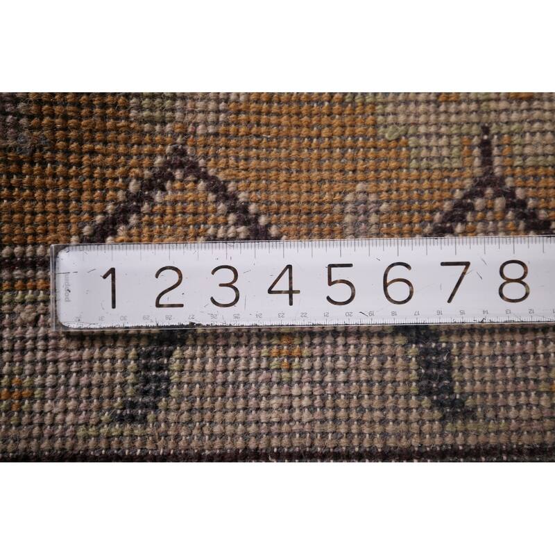 Light Green Geometric Viss Large Indian Rug Hand-Knotted Wool Carpet - 11'10"x 17'11"